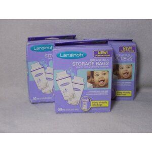 Breast Milk Storage Bags 50 Ct by Lansinoh Lot of 3 (150 Total Bags)